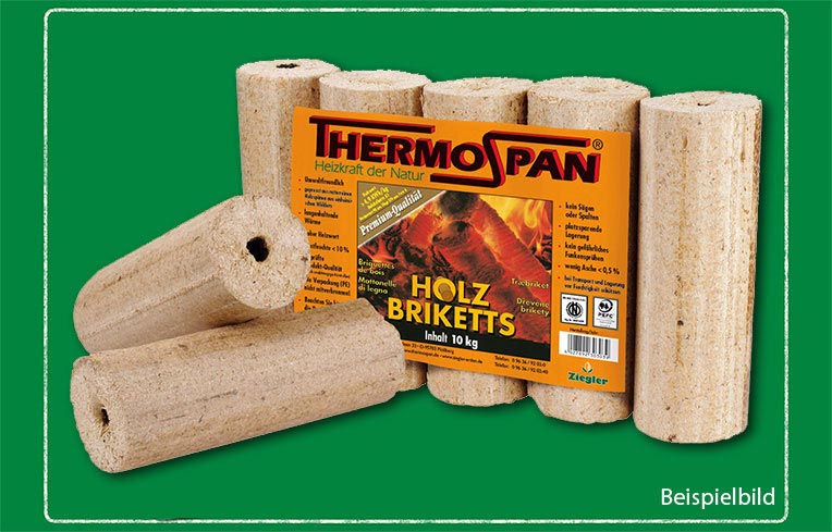 Holzbriketts Hell mit Loch 10kg (100 Pkg./Palette)
